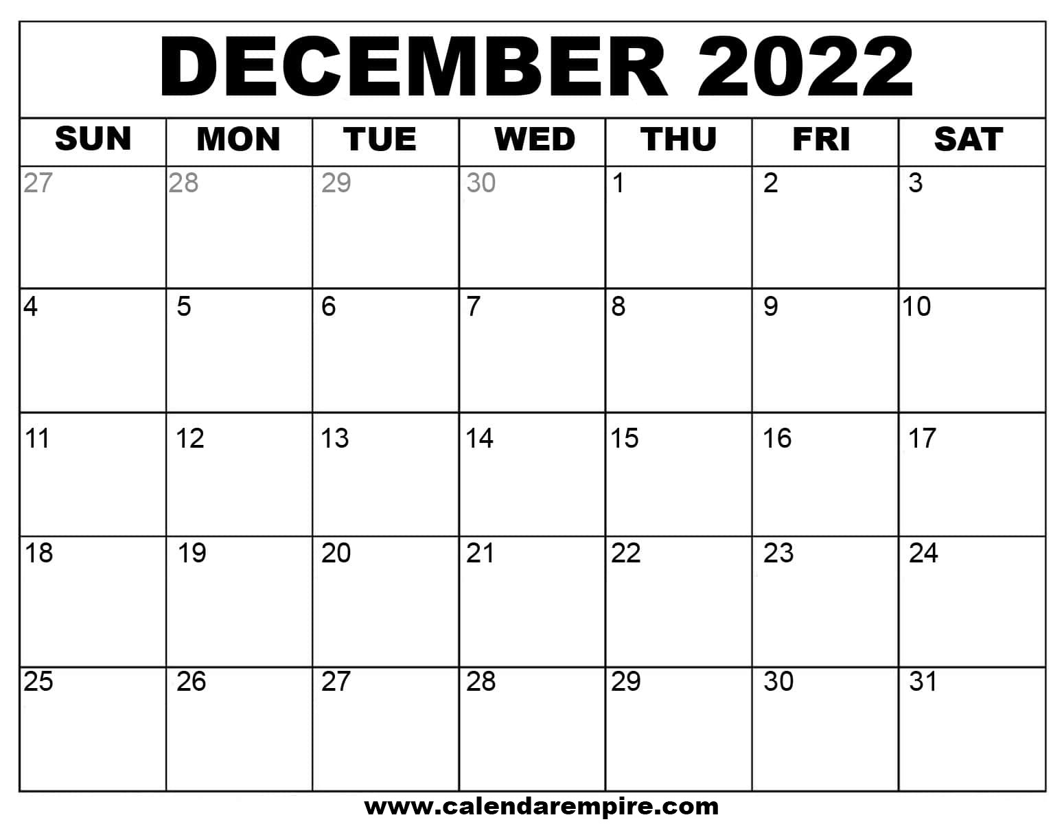 Avatar: December 2022 Calendar